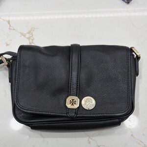 Tory Burch Black Leather Crossbody with Gold Hardware